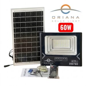 Đèn Pha Năng Lượng Mặt Trời Oriana DB-760 (60W) – Tấm Pin Mono, LED Bridgelux Mỹ